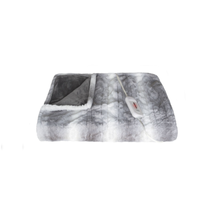 50" X 60" Gray And White Heated Electric Striped Throw Blanket - Image 5
