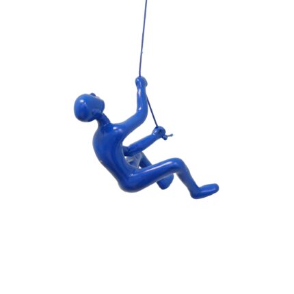 6" X 3" Blue Resin Climbing Man Hanging Dimensional Sculpture - Image 2