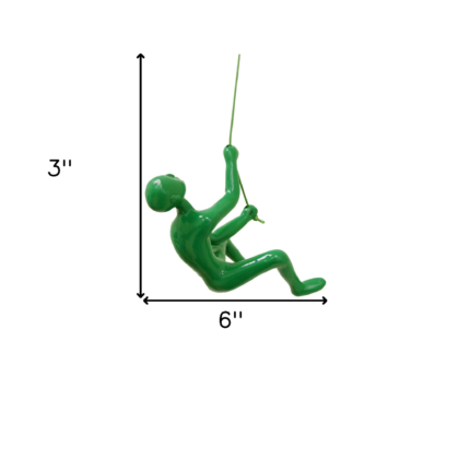 6" X 3" Green Resin Climbing Man Hanging Dimensional Sculpture - Image 6