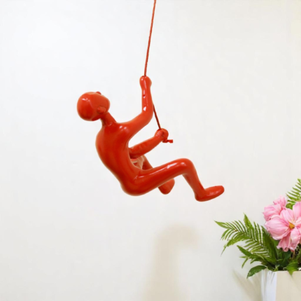 6" X 3" Red Resin Climbing Man Hanging Dimensional Sculpture - Image 1