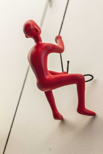 6" X 3" Red Resin Climbing Man Hanging Dimensional Sculpture - Image 5