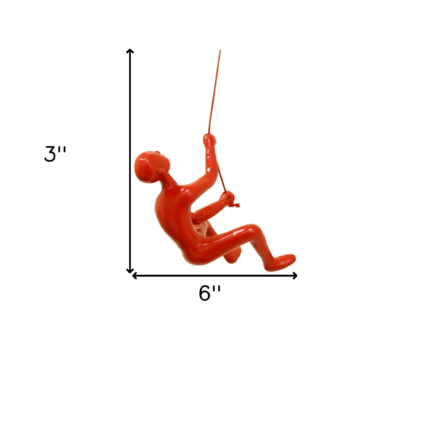 6" X 3" Red Resin Climbing Man Hanging Dimensional Sculpture - Image 7