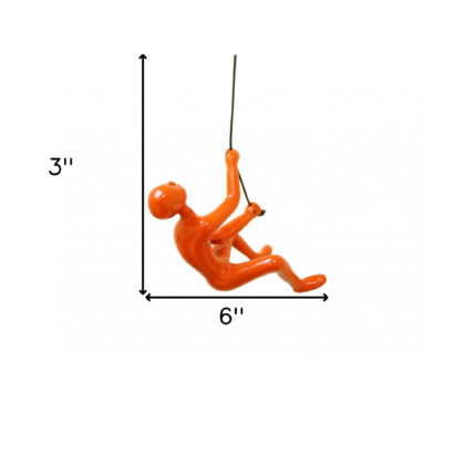 6" X 3" Orange Resin Climbing Man Hanging Dimensional Sculpture - Image 7