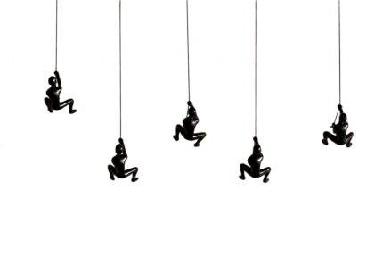 Set of Five Black Resin Climbing Man Hanging Dimensional Sculpture - Image 2