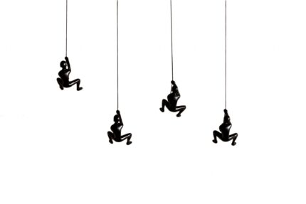 Set of Four Black Resin Climbing Man Hanging Dimensional Sculpture - Image 2