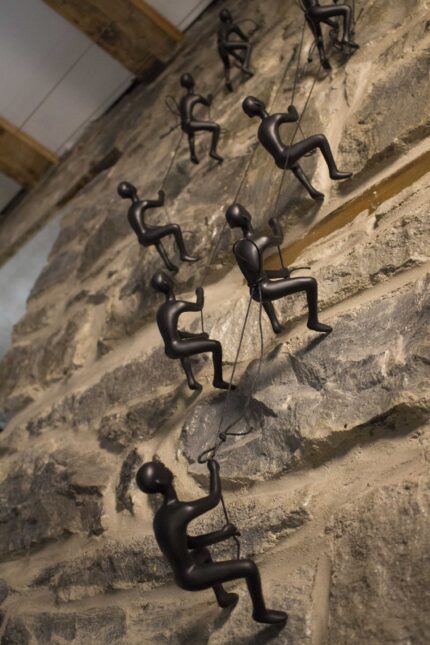 Set of Four Black Resin Climbing Man Hanging Dimensional Sculpture - Image 4