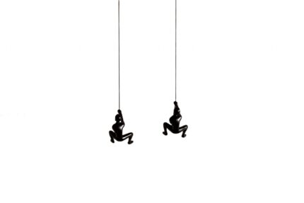 Set of Two Black Resin Climbing Man Hanging Dimensional Sculpture - Image 2
