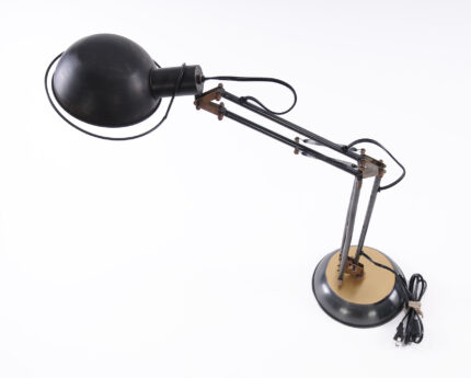 33" Black Metal Desk Table Lamp With Black Bowl Shade - Image 3
