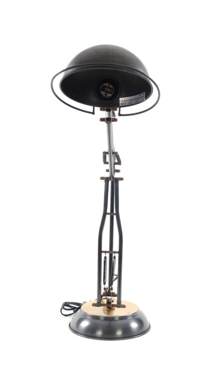 33" Black Metal Desk Table Lamp With Black Bowl Shade - Image 6