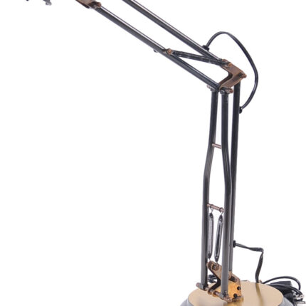 33" Black Metal Desk Table Lamp With Black Bowl Shade - Image 7