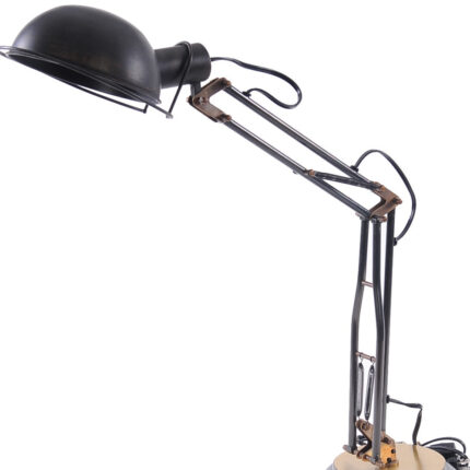 33" Black Metal Desk Table Lamp With Black Bowl Shade - Image 8