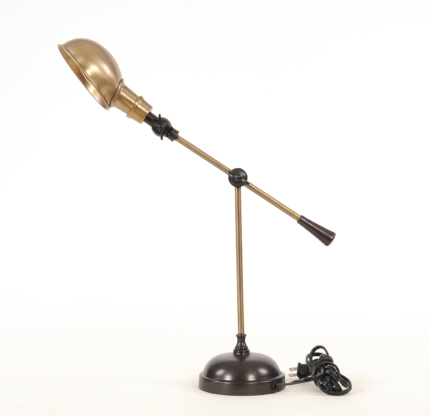 20" Black Metal Adjustable Desk Table Lamp With Gold Bowl Shade - Image 1
