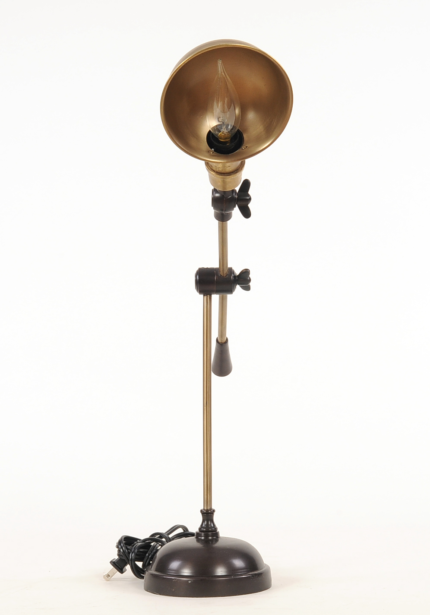 20" Black Metal Adjustable Desk Table Lamp With Gold Bowl Shade - Image 3