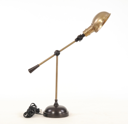 20" Black Metal Adjustable Desk Table Lamp With Gold Bowl Shade - Image 9