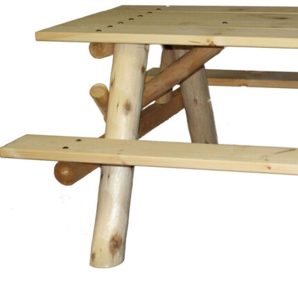 70" Natural Solid Wood Outdoor Picnic Table - Image 4