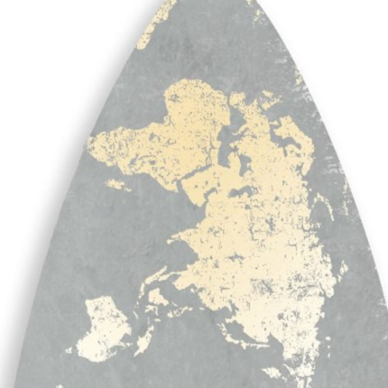 76" X 18" X 1" Grey And Gold World Map Surfboard Wall Art - Image 4