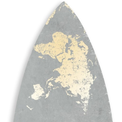 76" X 18" X 1" Grey And Gold World Map Surfboard Wall Art - Image 5