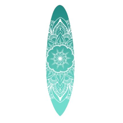 76" X 18" Blue and White Surfboard Floral Medallion Wood Wall Decor - Image 2