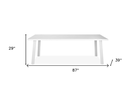 87" White Aluminum Outdoor Dining Table - Image 4