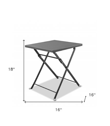 18" Gray Stainless Steel Square End Table - Image 6