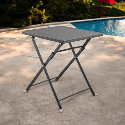 18" Gray Stainless Steel Square End Table - Image 1