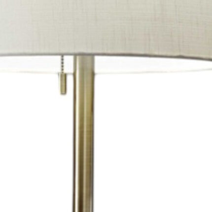 61" Brass Metal Floor Lamp With White Fabric Cylinder Shade - Image 3