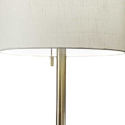61" Brass Metal Floor Lamp With White Fabric Cylinder Shade - Image 6
