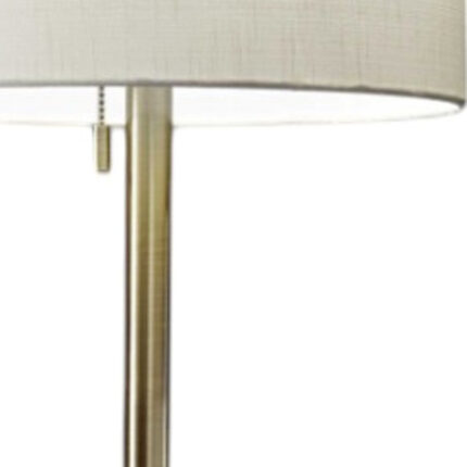 61" Brass Metal Floor Lamp With White Fabric Cylinder Shade - Image 4