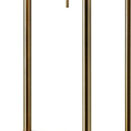 62" Brass Column Floor Lamp With Gray Fabric Square Shade - Image 5