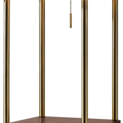 62" Brass Column Floor Lamp With Gray Fabric Square Shade - Image 6