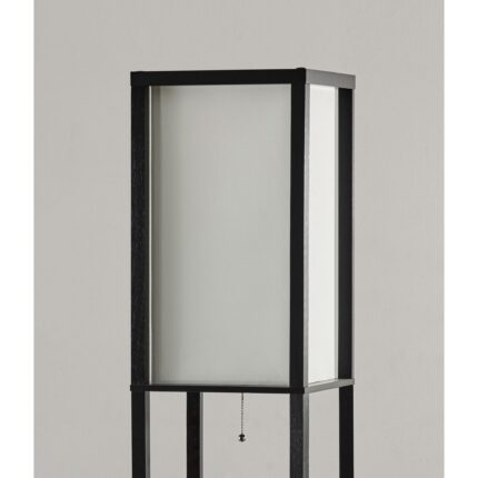 72" Black And White Solid Wood Column With White Cotton Shade - Image 5