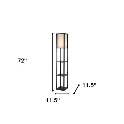 72" Black And White Solid Wood Column With White Cotton Shade - Image 7