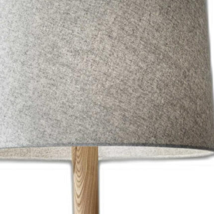 59" Natural Solid Wood Tripod Floor Lamp With Gray Fabric Empire Shade - Image 3