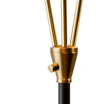 66" Black And Gold Metal Three Light Novelty Floor Lamp With Black Metal Cone Shade - Image 3