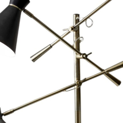 71" Brass Metal Novelty Floor Lamp With Black And White Iron Cone Shade - Image 5