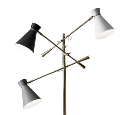 71" Brass Metal Novelty Floor Lamp With Black And White Iron Cone Shade - Image 3