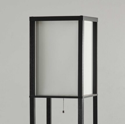 72" Black And Off White Column Floor Lamp With Off White Fabric Rectangular Shade - Image 7