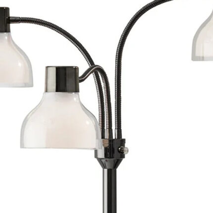 69" Black And White Metal Three Light Tree Floor Lamp With White Bowl Shade - Image 3