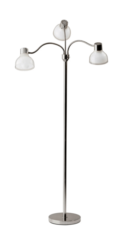 69" Silver Three Light Tree Floor Lamp With White Plastic Bowl Shade - Image 2