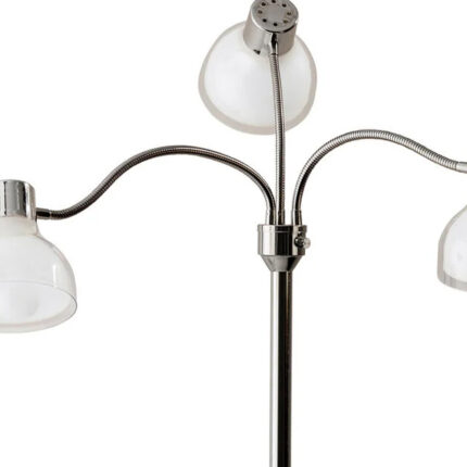 69" Silver Three Light Tree Floor Lamp With White Plastic Bowl Shade - Image 3