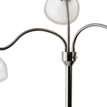 69" Silver Three Light Tree Floor Lamp With White Plastic Bowl Shade - Image 4