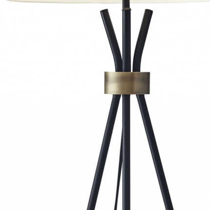 60" Black And White Tripod Floor Lamp With White Fabric Empire Shade - Image 4