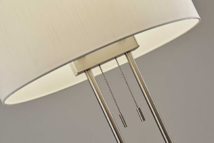62" Silver Metal Task Floor Lamp With White Fabric Drum Shade - Image 7