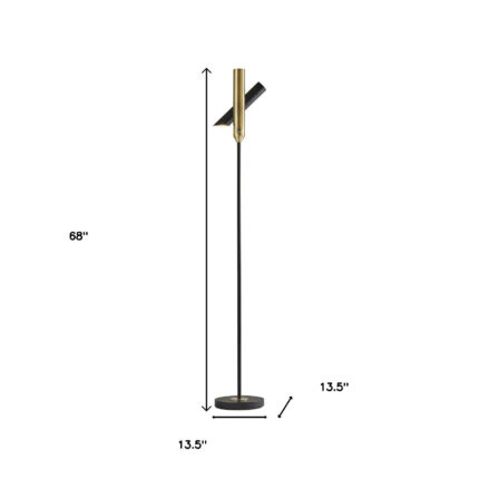 68" Black Metal LED Floor Lamp With Black Metal Cylinder Shade - Image 5