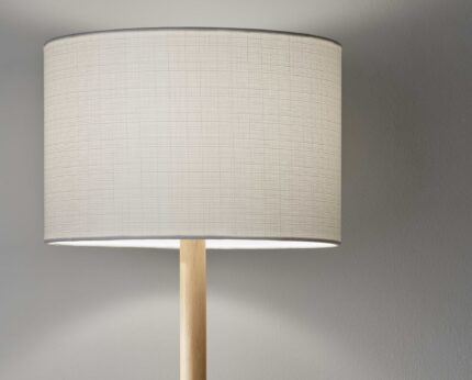59" Natural Solid Wood Floor Lamp With White Linen Drum Shade - Image 8