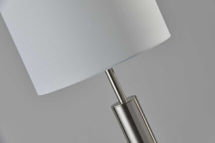 58" Silver Floor Lamp With White Fabric Drum Shade - Image 4