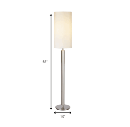 58" Silver Floor Lamp With White Fabric Drum Shade - Image 6