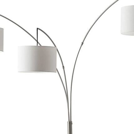 74" Silver Three Light Tree Floor Lamp With White Linen Drum Shade - Image 3