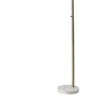 74" Brass Metal Arc Floor Lamp With Off White Linen Drum Shade - Image 3