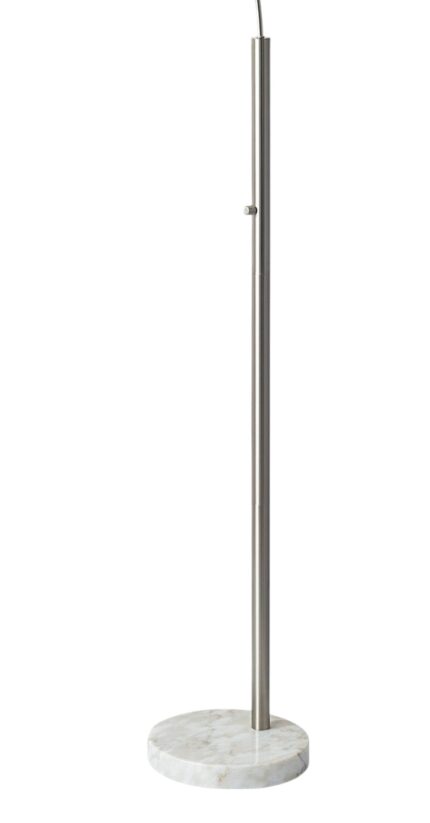 74" Silver Metal Arched Floor Lamp With Gray Linen Drum Shade - Image 4
